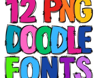 12 Solid Color PNG Doodle Font Set, Rainbow Colors, School Alphabet, Rainbow Alphabet Set, Classroom Decor, Sublimation, Red, Pink, Blue,
