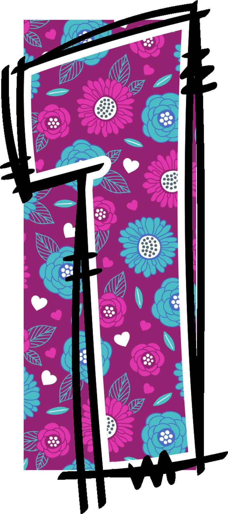 Retro Flower Alphabet Doodle Font Letters Floral Numbers PNG Font ...