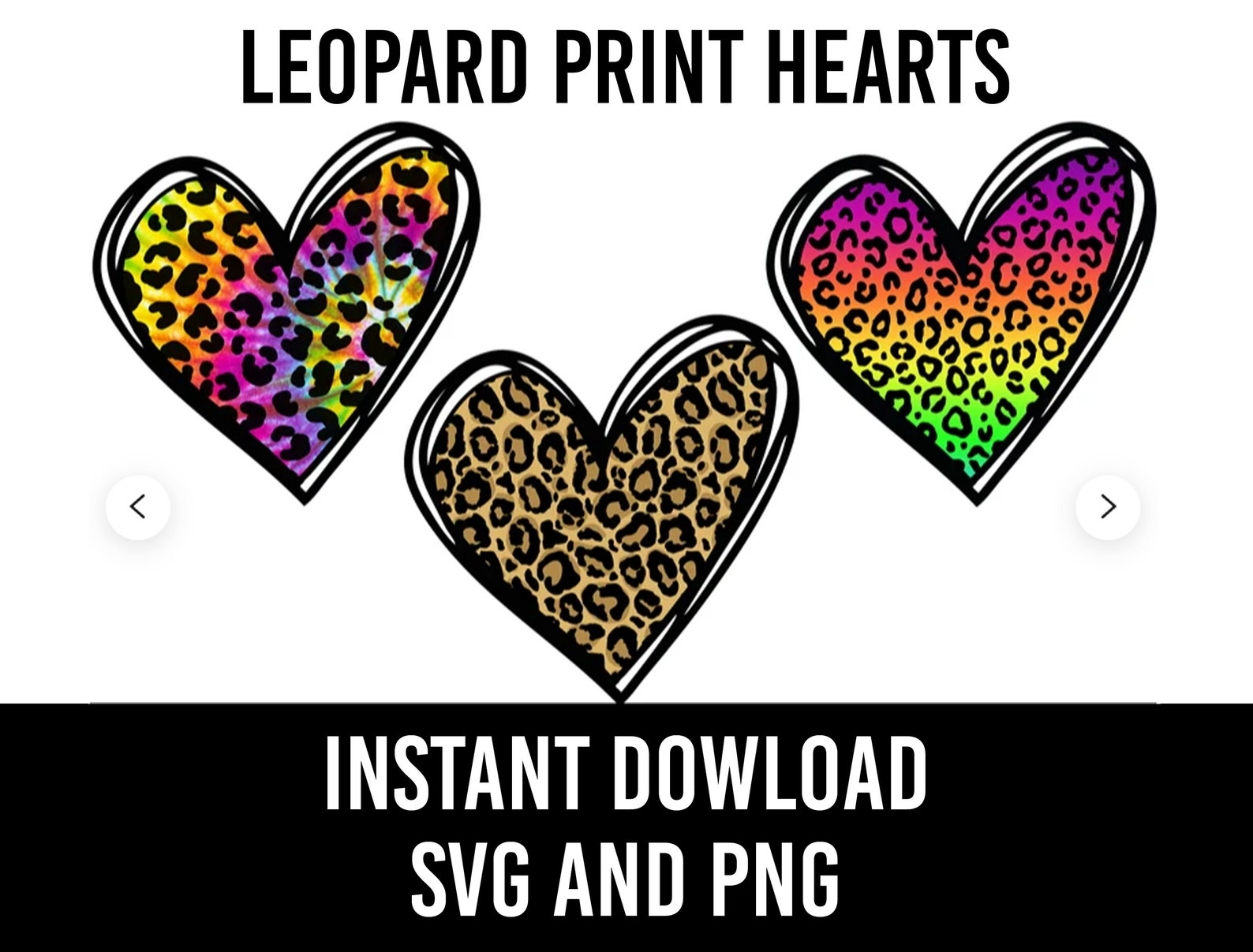 Heart SVG PNG Leopard Print Heart Rainbow Leopard Print | Etsy