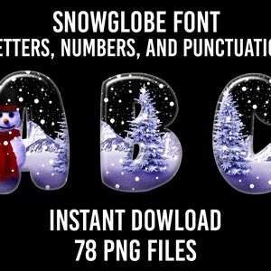 Christmas Font Snowglobe Alphabet 38 Letters Snow Letters Numbers Winter Font Snow Globe Font Sublimation Snow Alphabet Instant Download