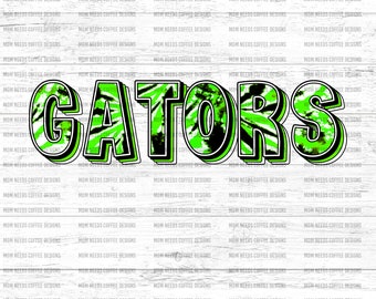 Gators PNG Transfer Mascot Digital Download PNG Tie-dye Green and Black School Spirit Design for Sublimation, Printable Clipart Transfer