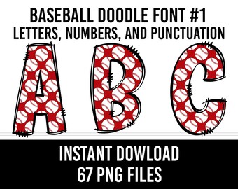 Baseball Doodle Letters Png - Etsy