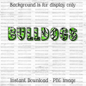 Bulldogs PNG, Transfer Mascot Digital Download PNG, Tie-dye, Green and Black, School Spirit Design, Sublimation, Printable Clipart Transfer