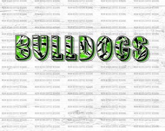 Bulldogs tie-dye png, groene en zwarte mascotte (digitale download)