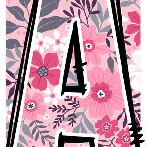 Retro Flower Alphabet Doodle Font Letters Floral Numbers PNG Font ...