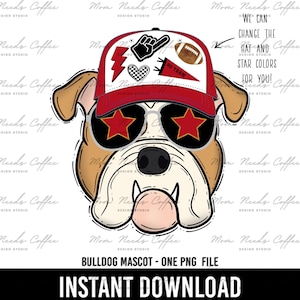 Bulldogs PNG, Transfer, Mascot, Digital Download PNG, Trucker Hat, Red and Black, School Spirit Design, Sublimation, Printable Clipart