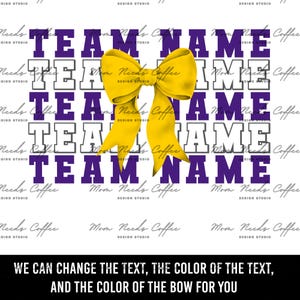 Customize Team Name PNG, Bow Color, Tigers, Gameday PNG, School Spirit, Gameday Sublimation, Team Sublimation, Sports PNG, Purple, Tigers