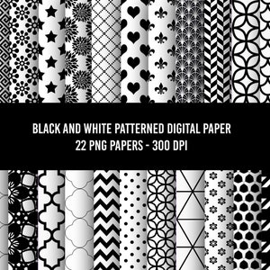 Geometric Digital Paper, Geometric Digital Papers, Black and White Digital Paper, black and white digital papers, patterned digital paper