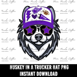 Huskey PNG image, Huskies Transfer, Mascot, Digital Download PNG, Trucker Hat, Huskies Image, School Spirit Design, Sublimation, Football