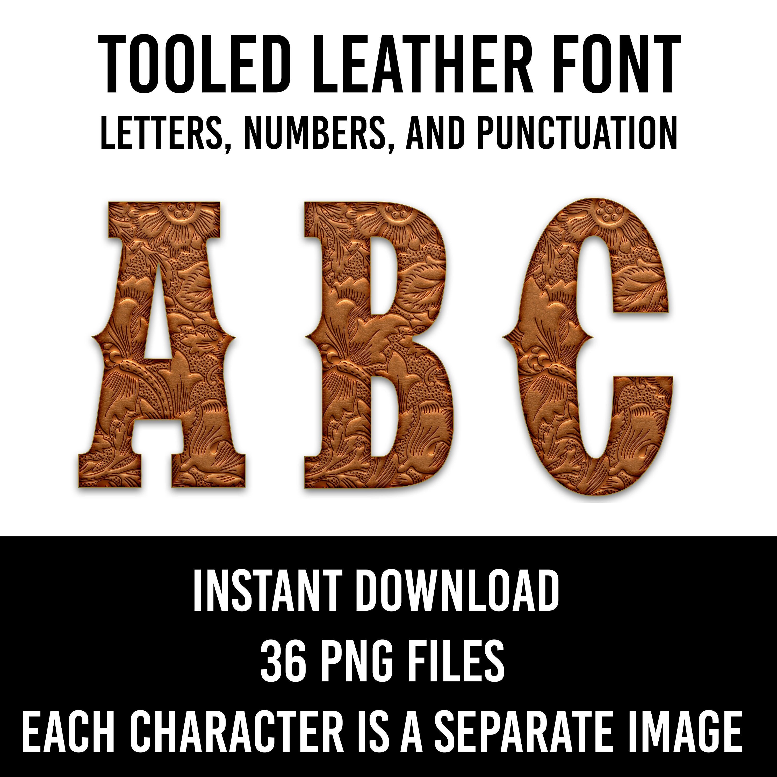 Brown Western Leather Alphabet 26 Letters, PNG File, Western