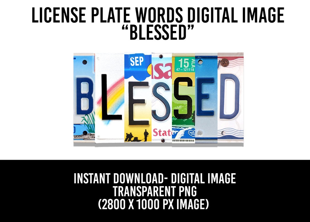 Blessed License Plate Sign Digital PNG License Plates Sublimation