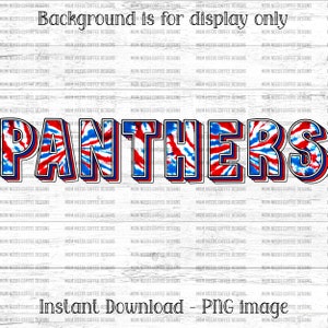 Panthers PNG Transfer, Mascot Sublimation, Digital Download PNG, Tie Dye Sublimate, School Spirit Design, Printable Transfer, Red, Blue