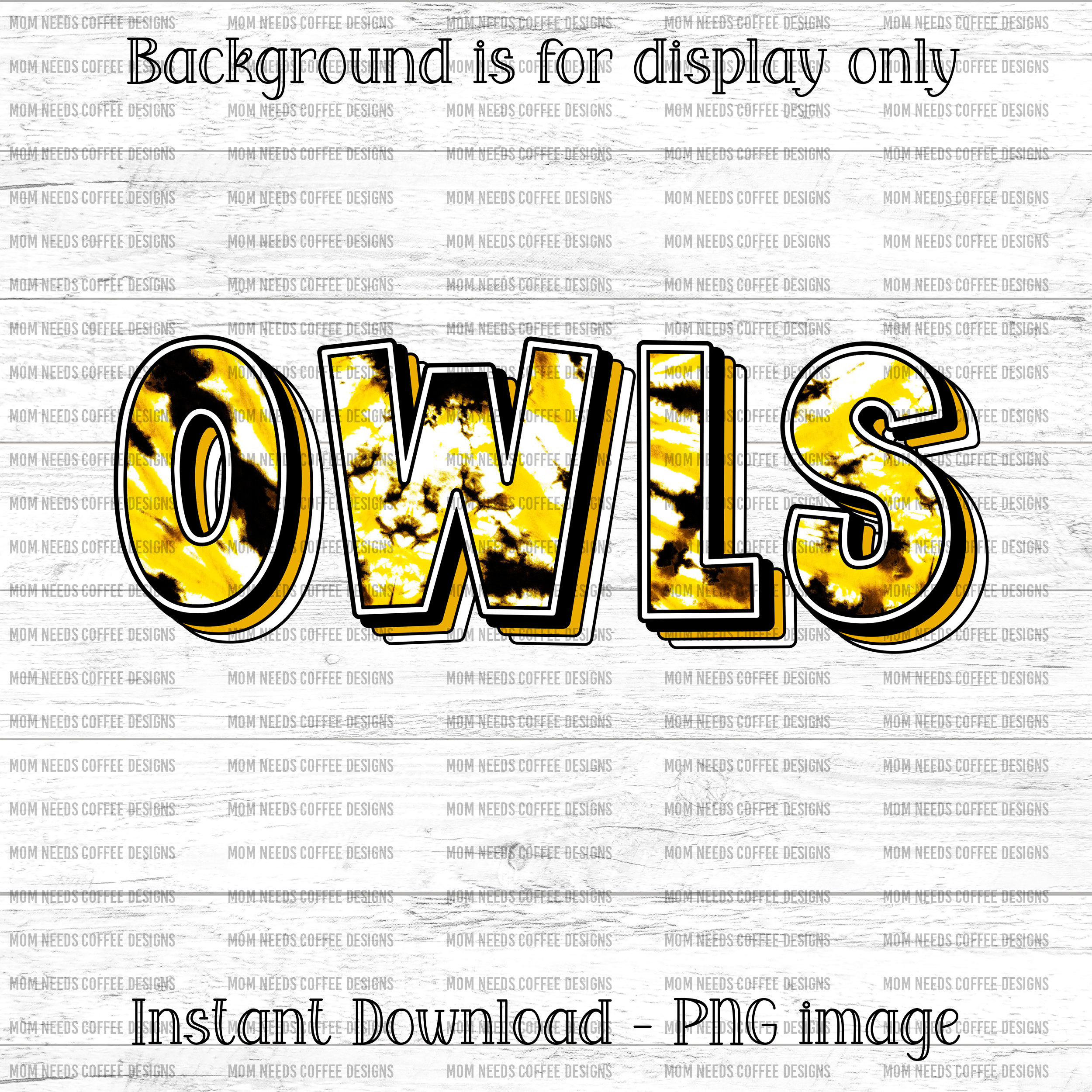 Owls PNG Transfer, Mascot Sublimation, Digital Download PNG, Tie Dye Sublimate, School Spirit Desig