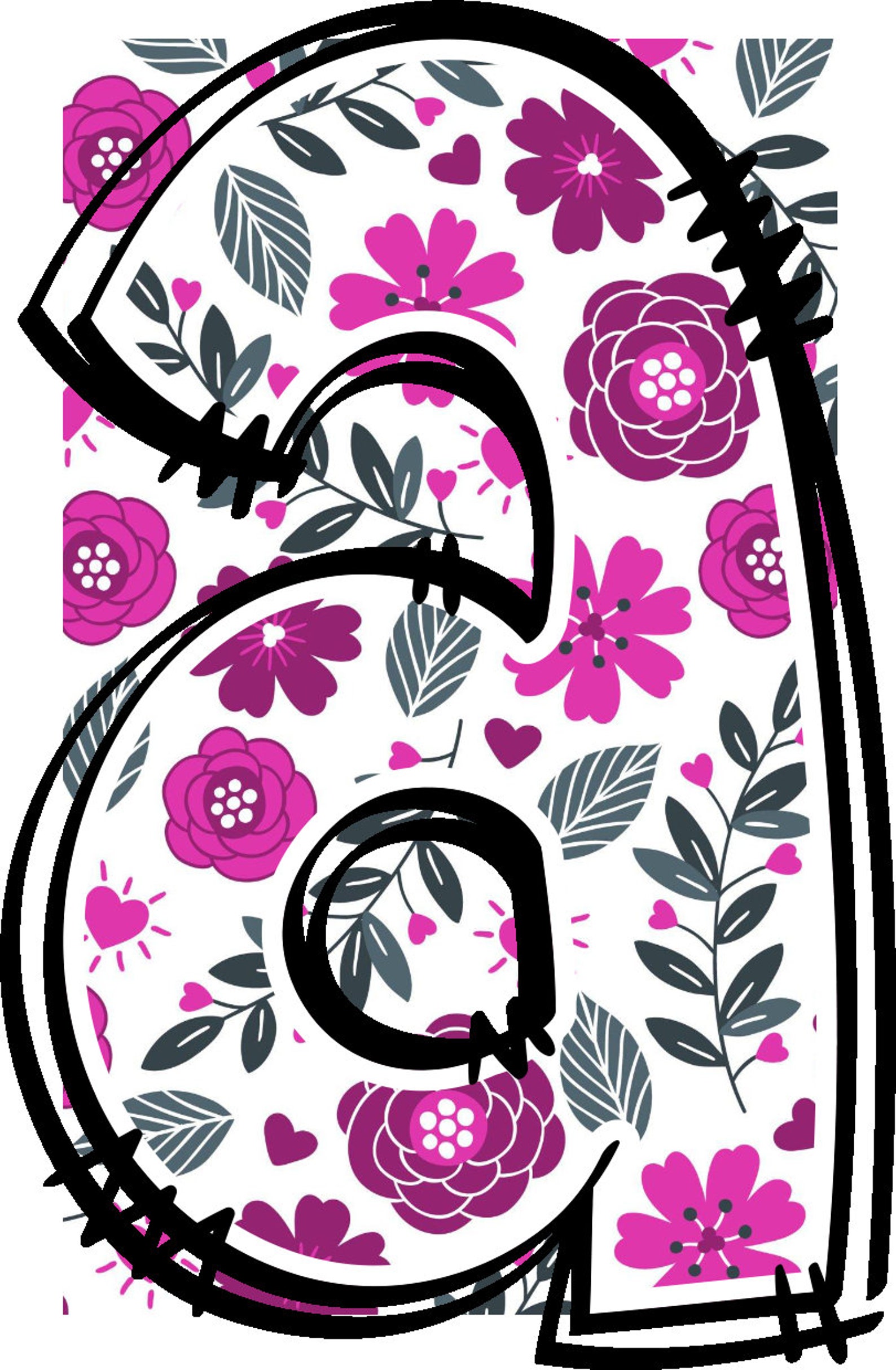 Retro Flower Alphabet Doodle Font Letters Floral Numbers PNG Font ...