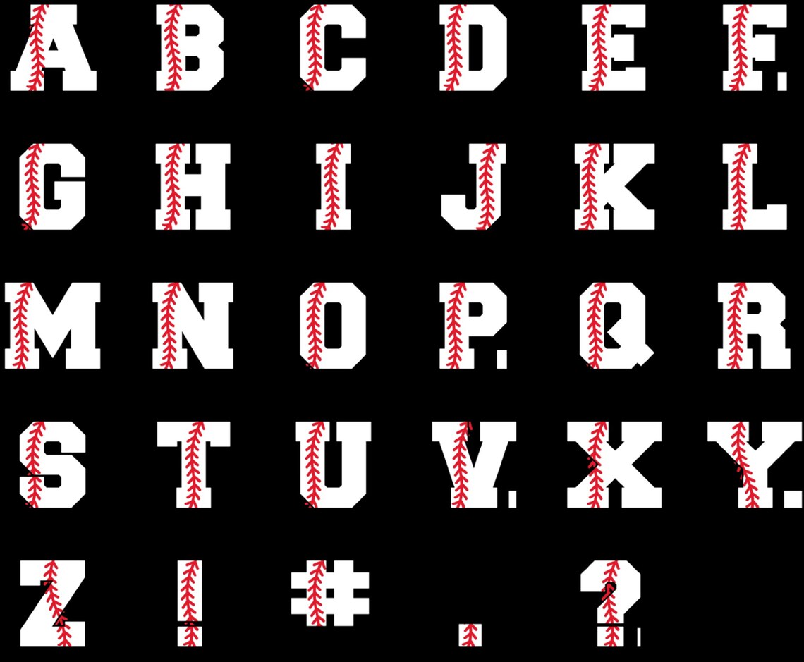 Baseball Alphabet 78 Letters Baseball Numbers PNG Font Etsy