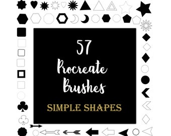 Shapes Procreate Brushes, 50 Procreate Stamps, Geometric Shapes, Squares, Circles, Hearts, Polygons, Diamondsd, Shamrocks. Procreate Brush