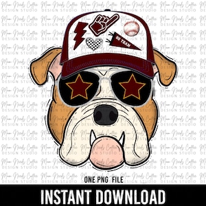 Maroon Bulldogs PNG, Transfer, Baseball PNG, Mascot, Digital Download PNG, Trucker Hat, School Spirit Design, Sublimation,
