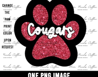 Cougars PNG, Cougar Paw Print, Sports Clipart, Gameday Sublimation, Cougars Clipart, Sports Clipart, Sports Sublimation Design PNG
