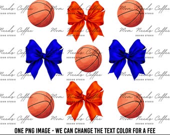 Basketball and Coquette Bows PNG, Gameday Sublimation, Cut and Print, Team Sublimation, Sports PNG, Basketballs, Blue
