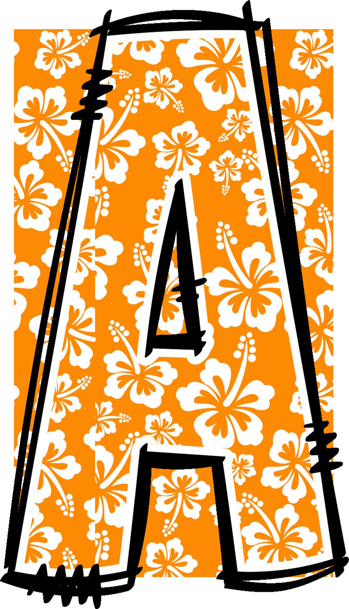Hawaiian Alphabet Tropical Doodle Font Letters Summer Numbers PNG Font ...