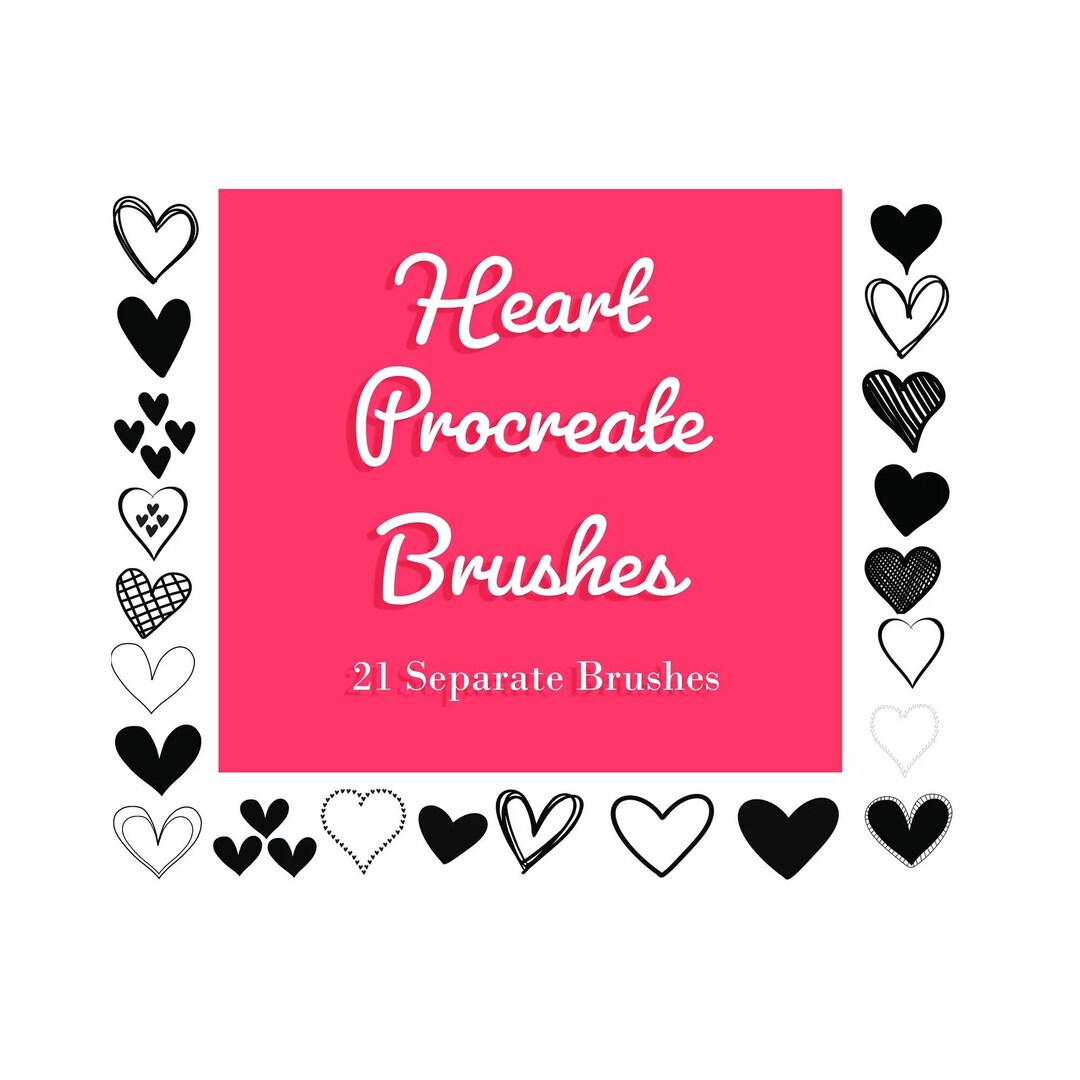 Heart Brushes for Procreate, Procreate Hearts Stamps, Valentine's Day