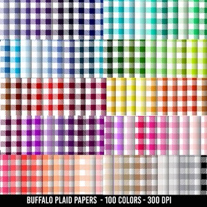 100 Plaid Texture Digital Papers, Commercial Use Instant Download Gingham Digital Paper Pack, Buffalo Plaid, Paper Scrapbooking