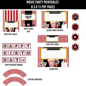 Movie Birthday Party, Movie Party Package, Movie Party, Printable Movie ...