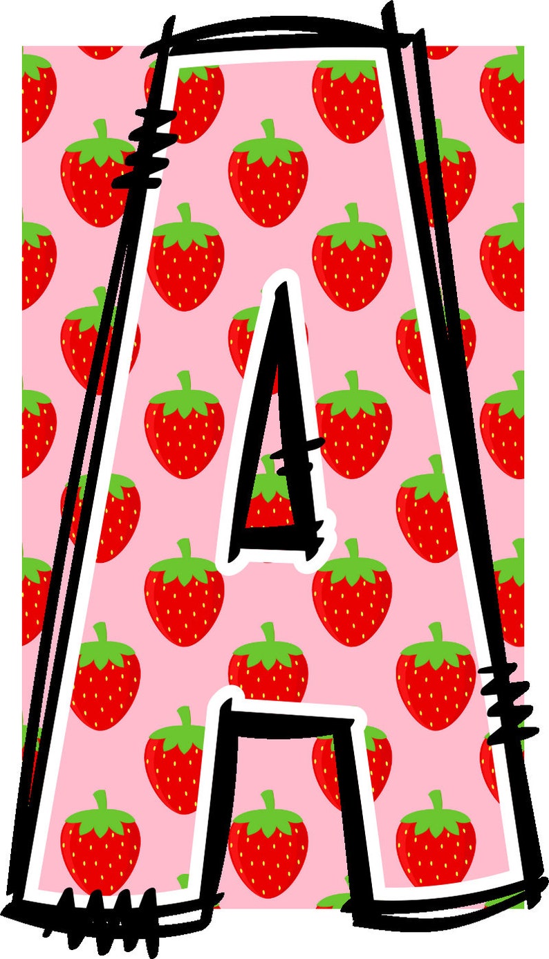 Strawberry Alphabet Doodle Font Letters Summer Numbers PNG Font ...