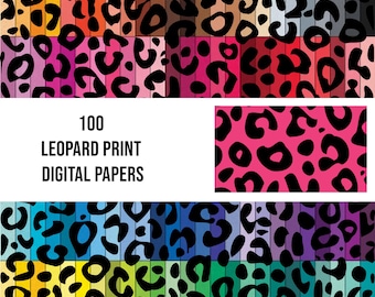 100 Leopard Print Digital Papers, Seamless Animal Patterns (Digital Download)