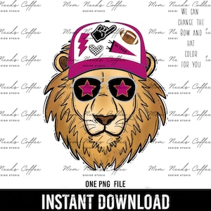 Lion PNG, Transfer, Mascot, Digital Download PNG, Trucker Hat, Lion Image, Pink, School Spirit Design, Sublimation, Printable Clipart,