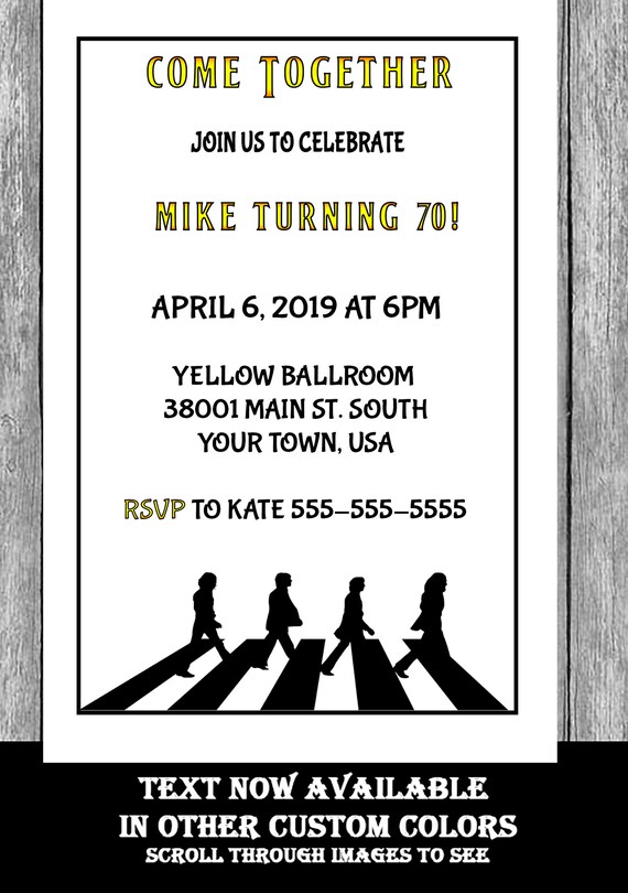 Beatles Invitation Beatles Birthday Beatles Invites Beatles Etsy