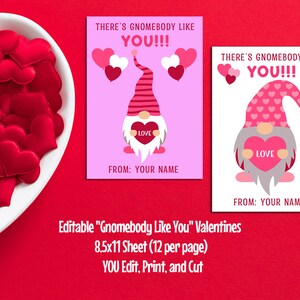 Editable Gnomebody Like You Valentines Cards, Valentines Party, Printable Valentines Cards, Printable Valentines, Valentines Card,