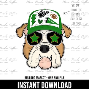 Bulldogs PNG, Transfer, Mascot, Digital Download PNG, Trucker Hat, Red and Black, School Spirit Design, Sublimation, Printable Clipart