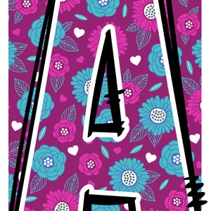 Retro Flower Alphabet Doodle Font Letters Floral Numbers PNG Font ...