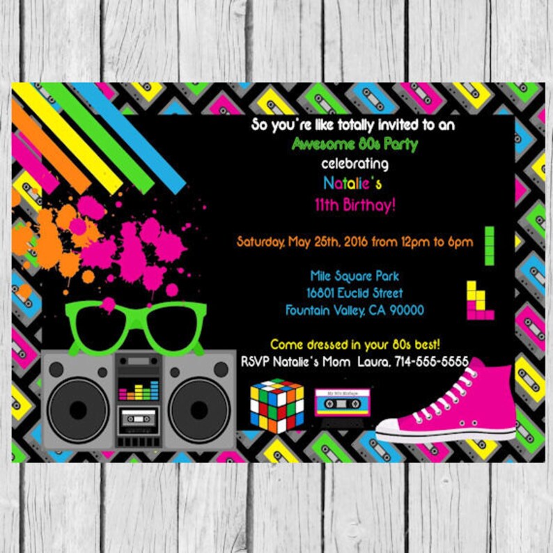 80s Invitation 80s Birthday Invitation 80s Party Invitation Etsy