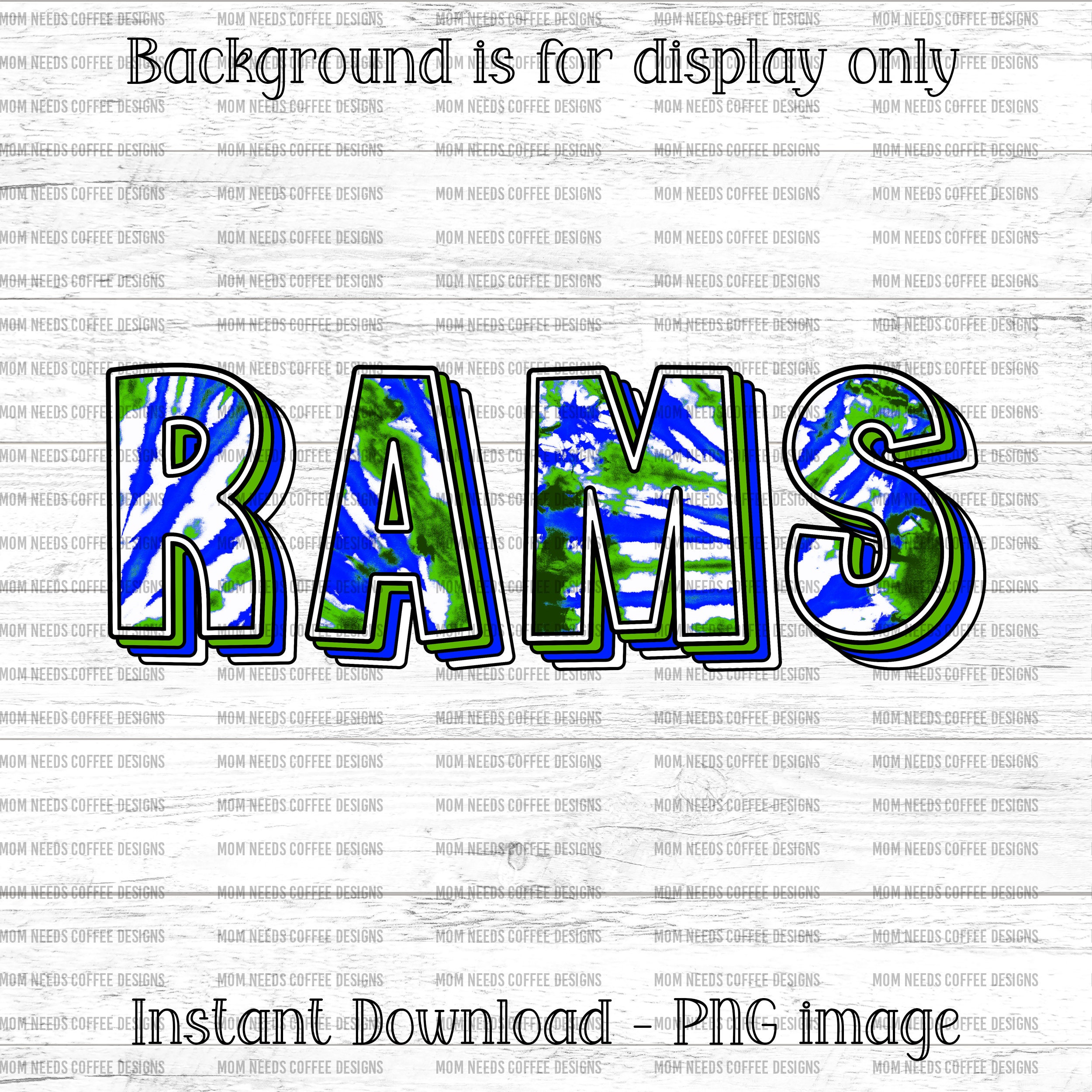 Highland Rams Printables Rams PNG Transfer Mascot Digital Download PNG, Tie-dye, Green and Blue ...