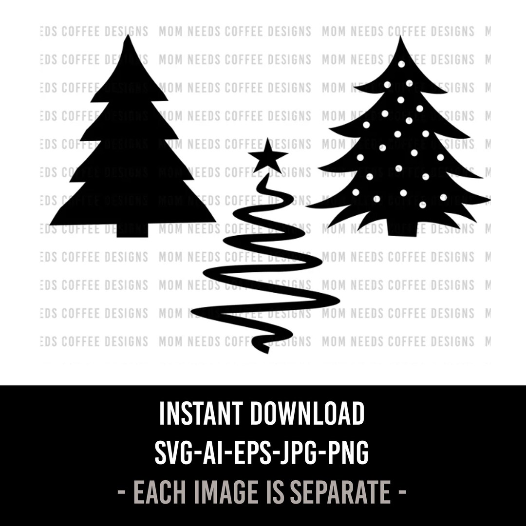 Christmas Tree SVG Holiday Trees PNG Basic Xmas Tree Clip Art Etsy