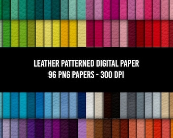 96 Leather Digital Paper, Leather, Leather Digital Backgrounds, Sublimation Instant Download Scrapbooking Papers Commercial Use,