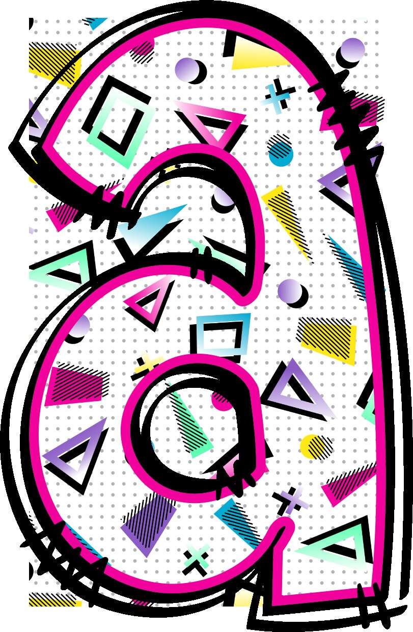 80s Alphabet Doodle Font 90s Letters Retro Numbers PNG Eighties Alpha ...