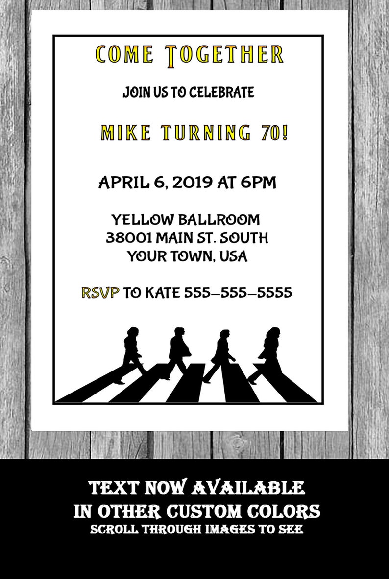 Beatles Invitation Beatles Birthday Beatles Invites Beatles Etsy