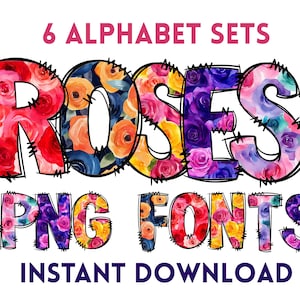 Rose Alphabet, Doodle Font, Letters, Roses Pattern Letters, Floral Font ...