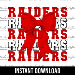 Raiders Football and Coquette Bows PNG, Raiders, Gameday Sublimation, Team Sublimation, Sports PNG, Footballs, Red and Black