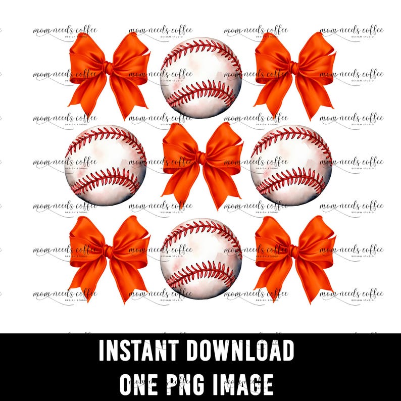 Baseballs and Bows PNG, Coquette Bows PNG, Game Day Sublimation, Home Run, Print Cut, Team Sublimation, Cheerleading PNG, Baseball, Orange