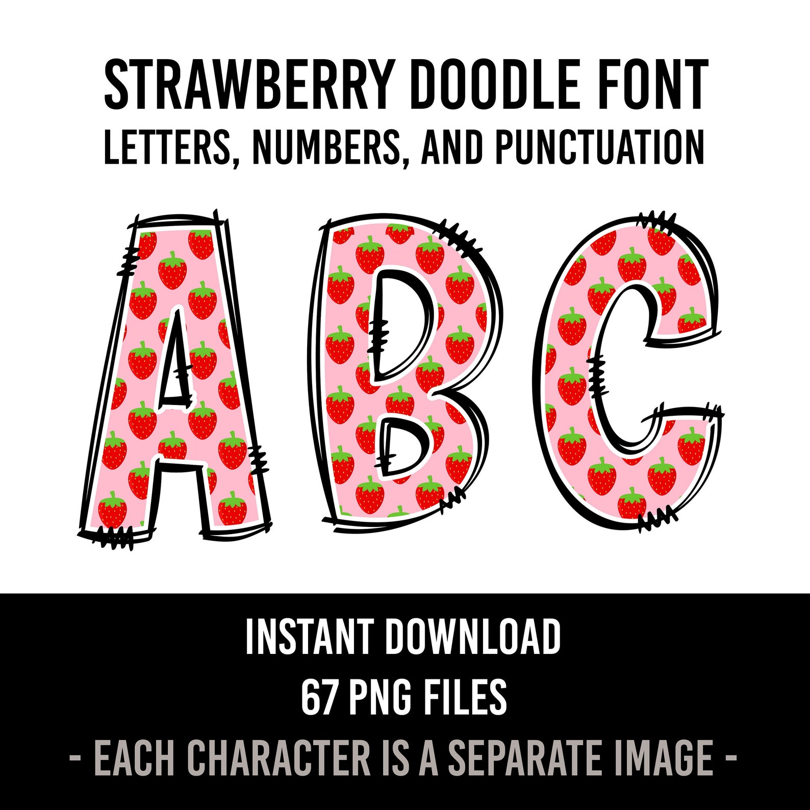 Letter R Strawberry Strawberry Alphabet Doodle Font Letters Summer Numbers PNG Font ...