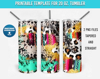 Serape  Tumbler Template, Glitter, Turquoise, Straight and Tapered, PNG tumbler images, Tumbler wrap, Sublimation 20 oz. tumbler PNG