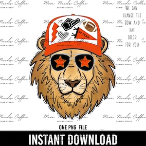 Lions PNG, Transfer, Mascot, Digital Download PNG, Trucker Hat, Lion Image, Orange, School Spirit Design, Sublimation, Printable Clipart,