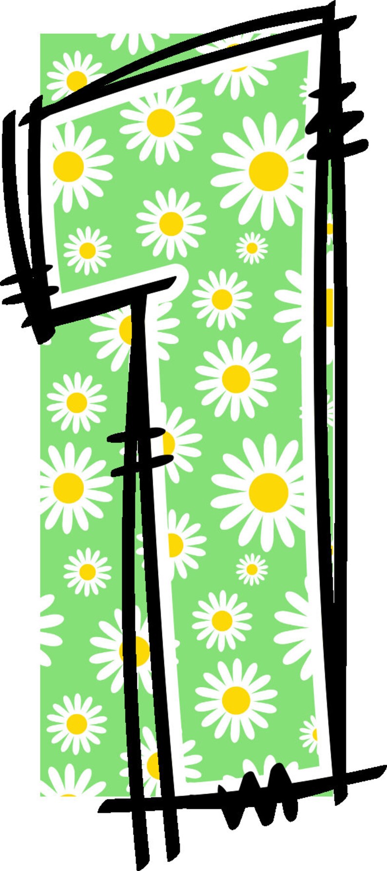 Daisy Alphabet Doodle Font Letters Floral PNG Summer Spring Sublimation ...
