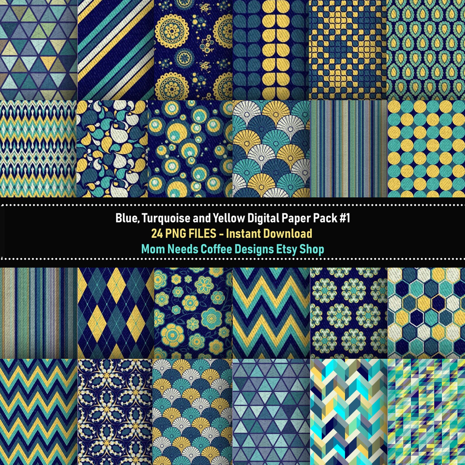 Blue and Yellow Digital Paper Blue and Yellow Digital Papers - Etsy