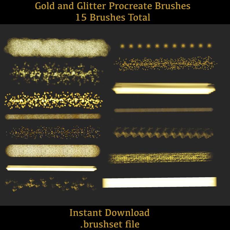 Gold Procreate Brushes Glitter Procreate Stamps Procreate Etsy