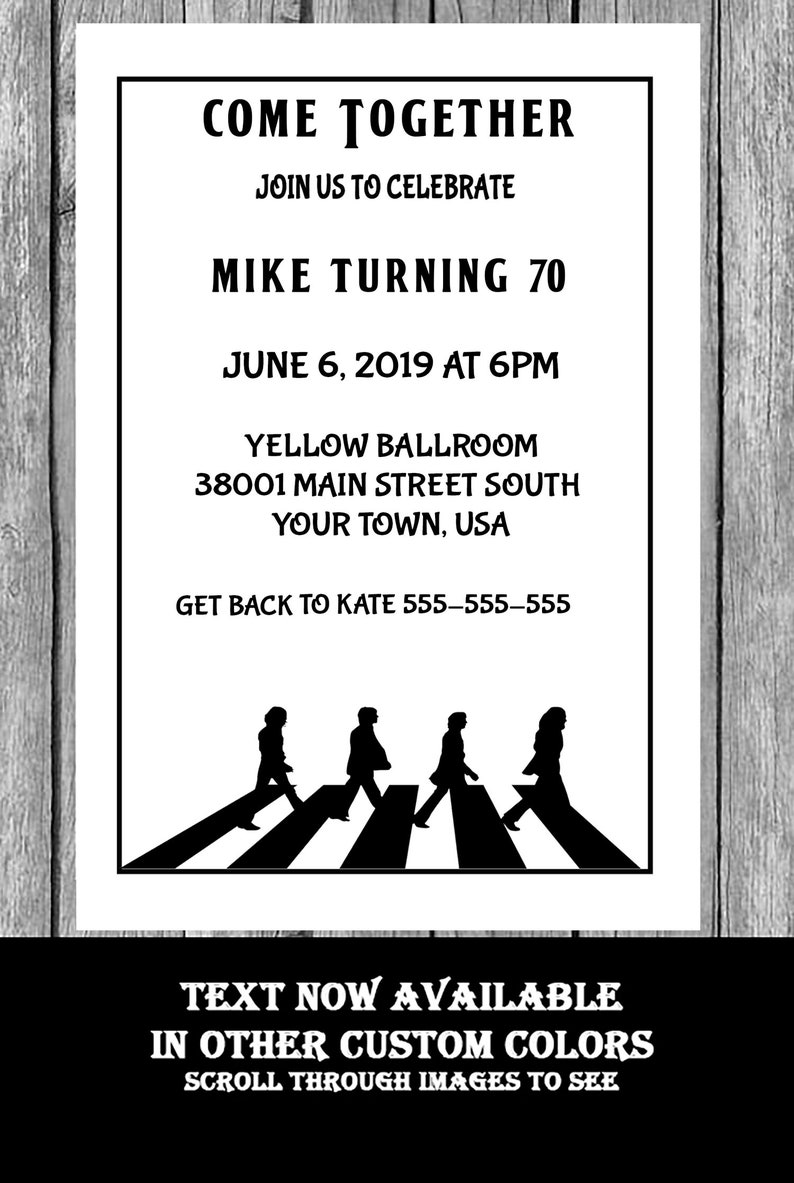 Beatles Invitation Beatles Birthday Beatles Invites Beatles Etsy